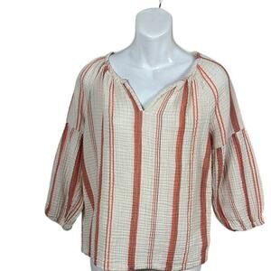 Beachlunchlounge Orange Striped Top size M